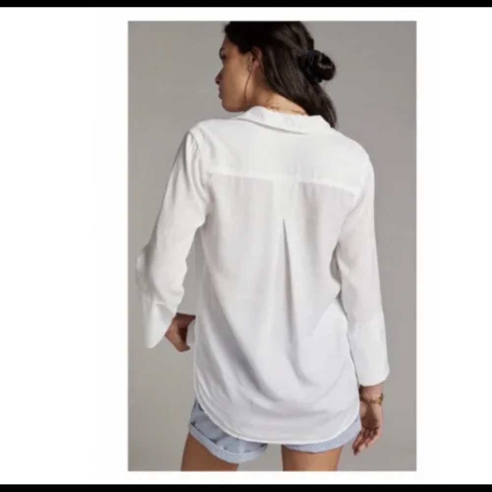 Anthropologie White Button-Down Shirt - Picture 2 of 9